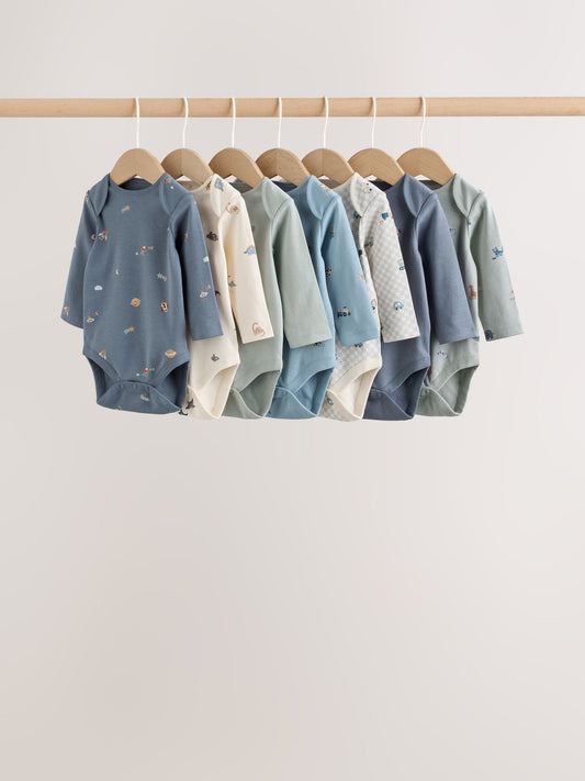 Dsiney Kidz - Blue Character Long Sleeve Baby Bodysuit 7 Pack image 1