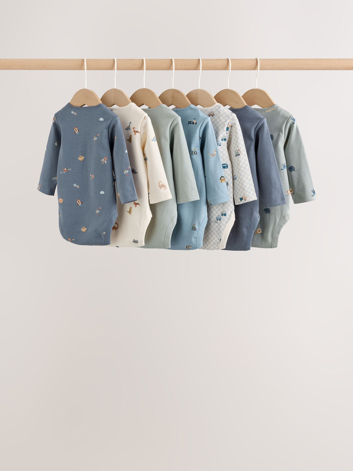 Dsiney Kidz - Blue Character Long Sleeve Baby Bodysuit 7 Pack image 2