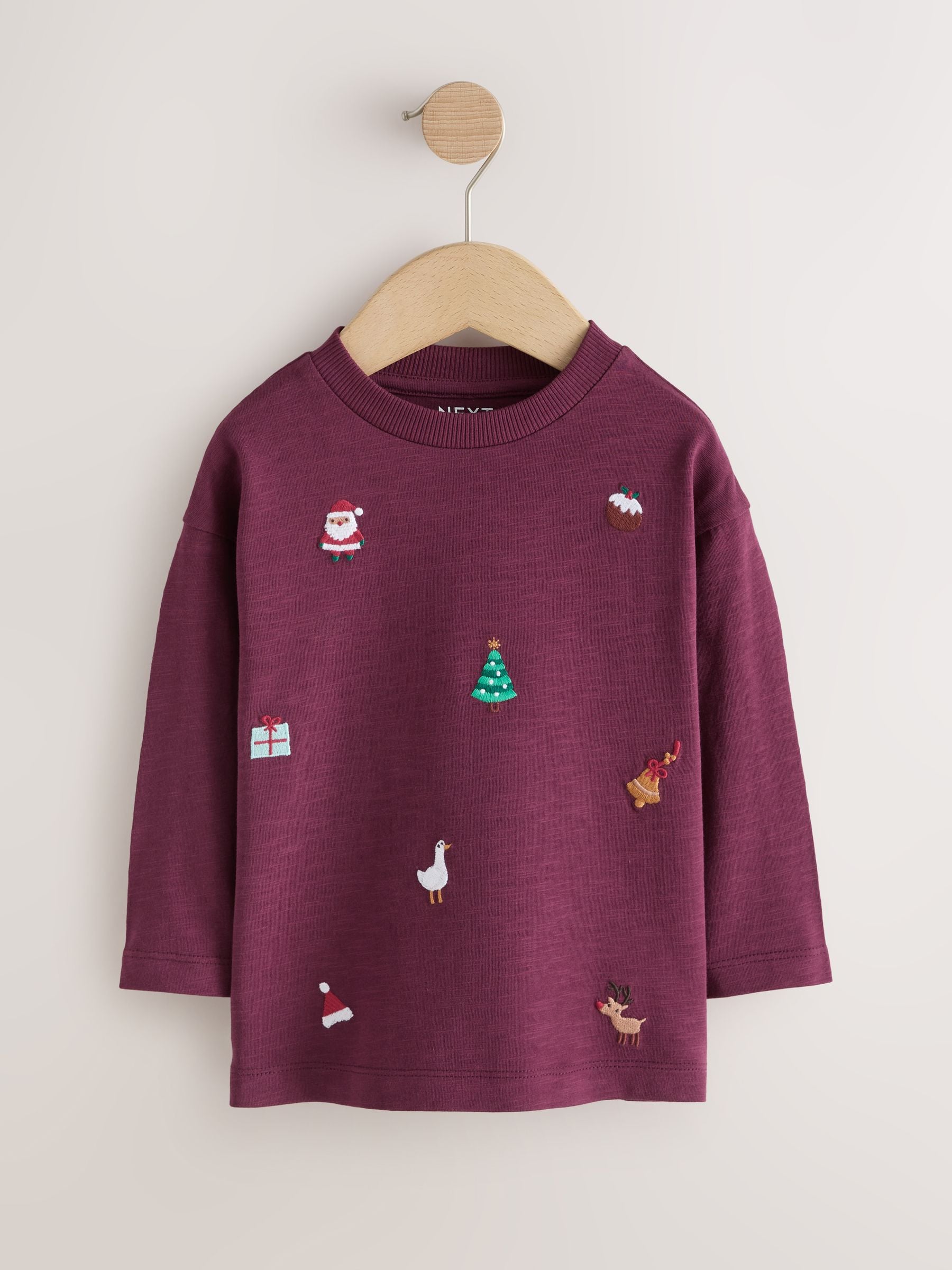 Dsiney Kidz - Berry Red All over Embroidered Long Sleeve Christmas T-Shirt (3mths-7yrs) image 5