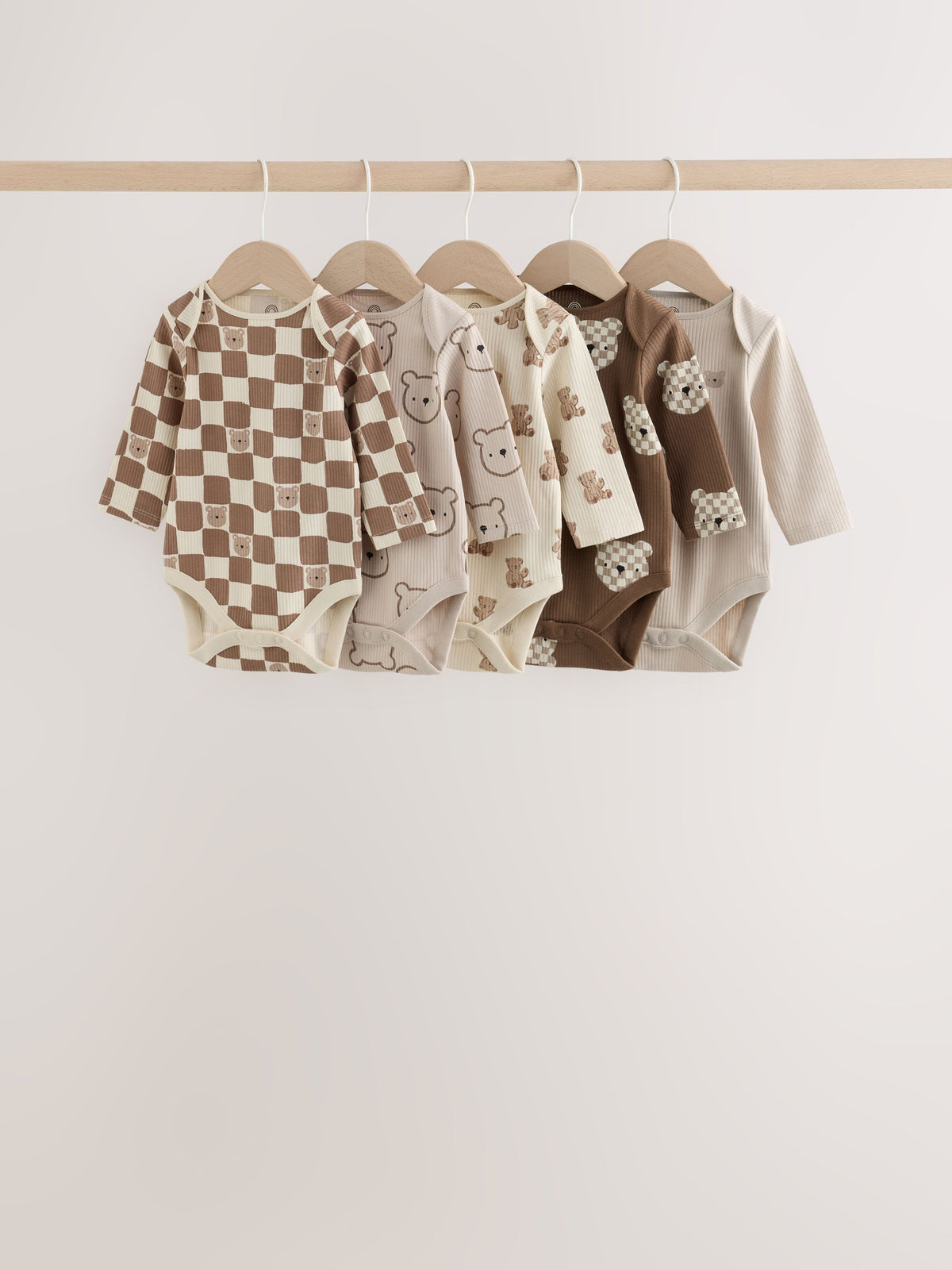 Dsiney Kidz - Brown Bear Long Sleeve Bodysuits 5 Pack image 1