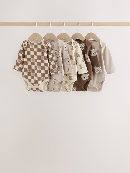 Dsiney Kidz - Brown Bear Long Sleeve Bodysuits 5 Pack image 1