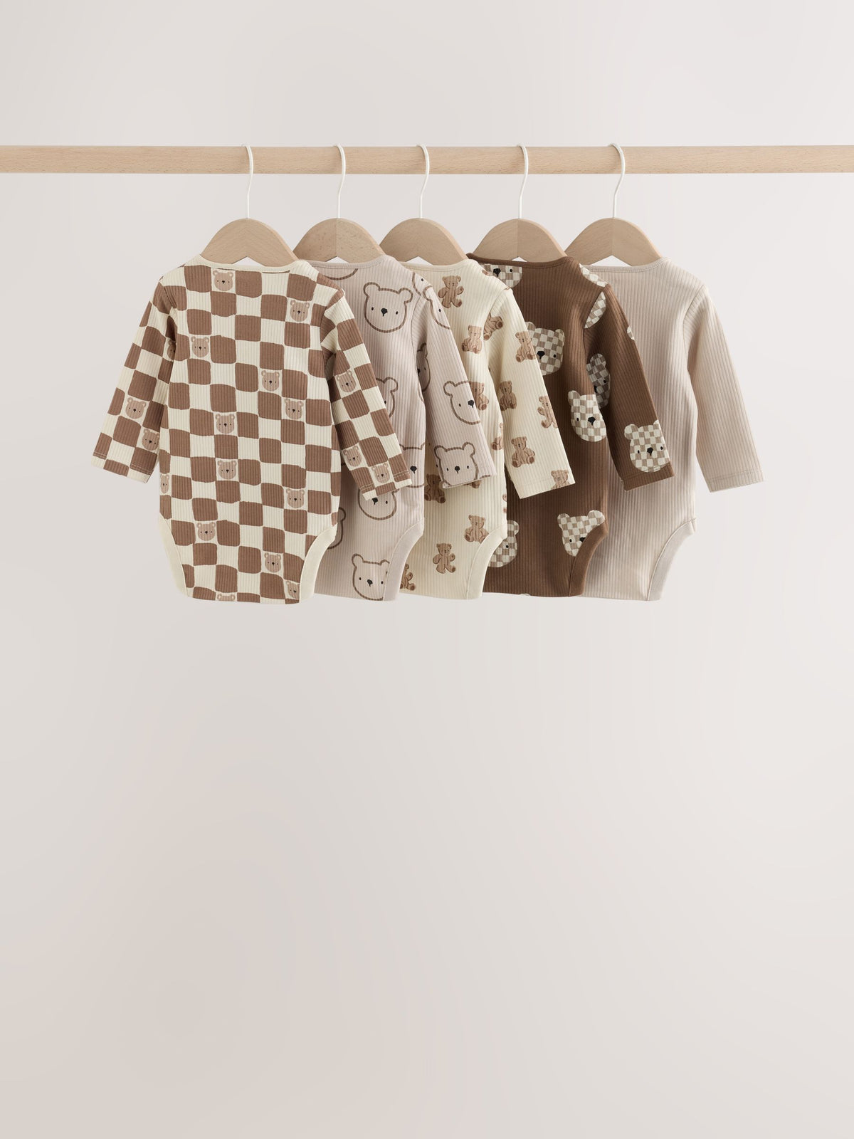 Dsiney Kidz - Brown Bear Long Sleeve Bodysuits 5 Pack image 2