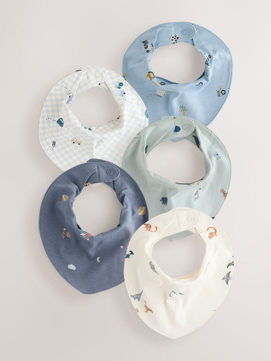 Dsiney Kidz - Blue Mini Character Baby Dribble Bibs 5 Pack image 1