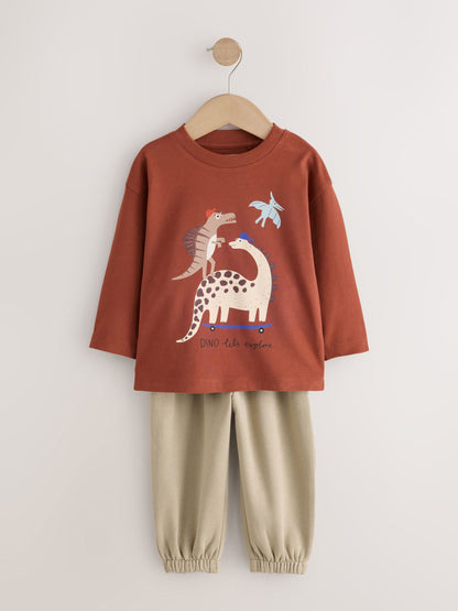 Multi Animal Safari Graphic Printed Top and Leggings Set 2 Pack (3mths-7yrs) - image 2