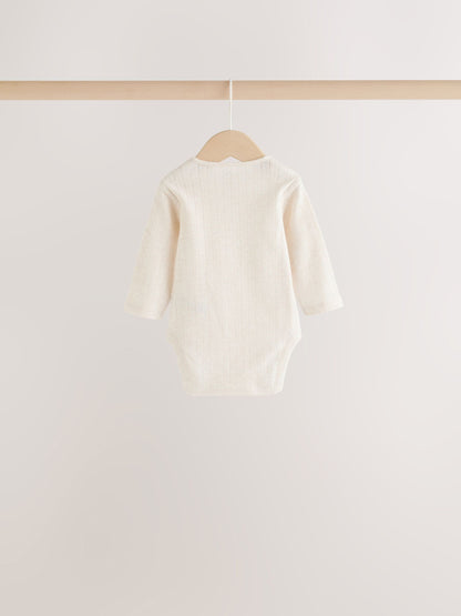 Dsiney Kidz - Neutral Pointelle Long Sleeve Baby Bodysuits 3 Pack image 6