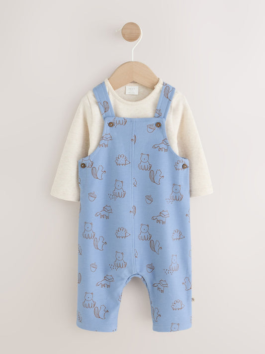 Dsiney Kidz - Blue Linear Character Jersey Dungaree and Bodysuit Baby Set (0mths-2yrs) image 1
