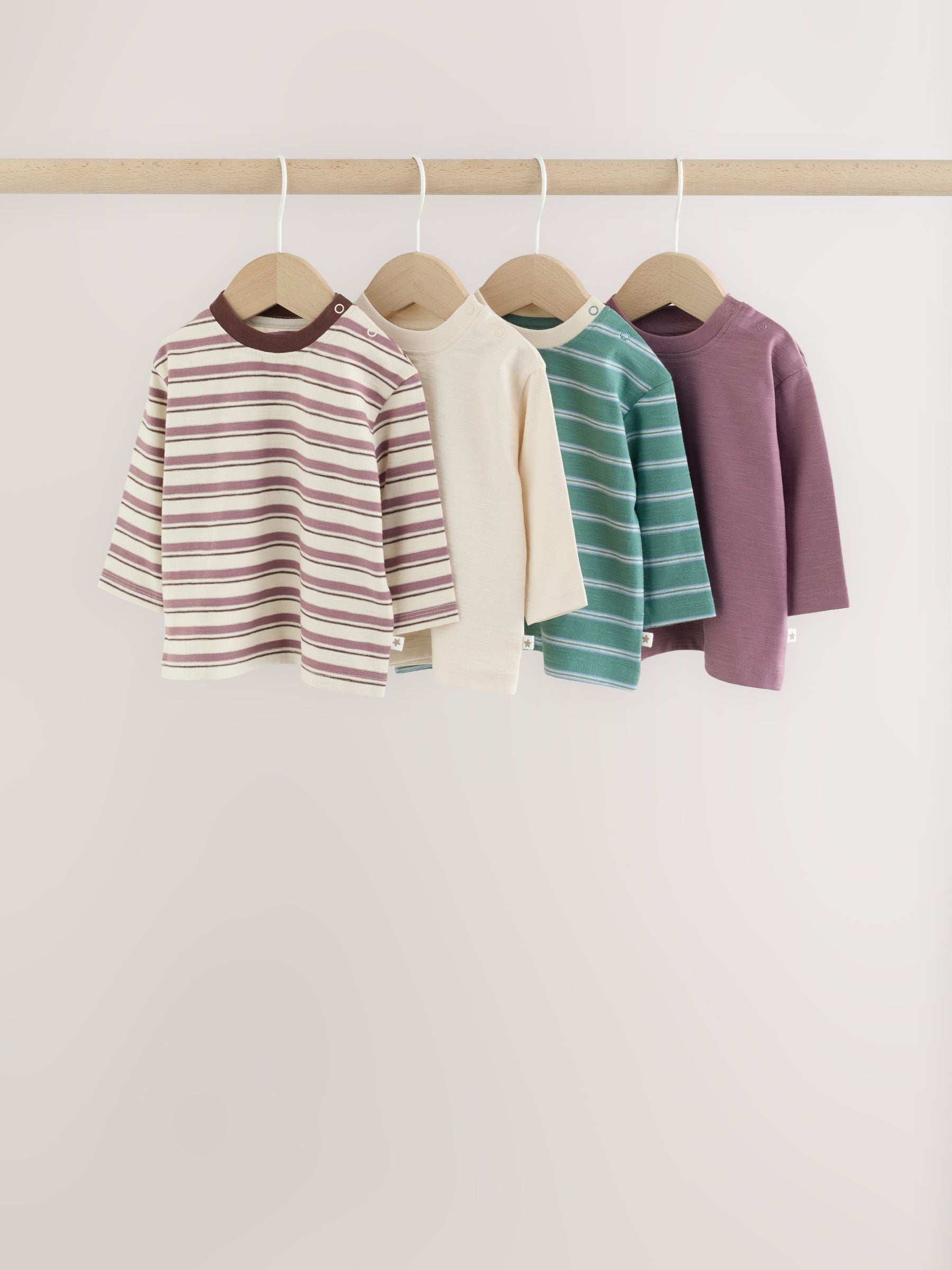 Dsiney Kidz - Blue/Green Stripe Baby Long Sleeve T-Shirts 4 Pack (0mths-2yrs) image 1