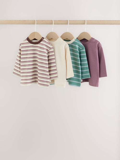 Dsiney Kidz - Blue/Green Stripe Baby Long Sleeve T-Shirts 4 Pack (0mths-2yrs) image 1
