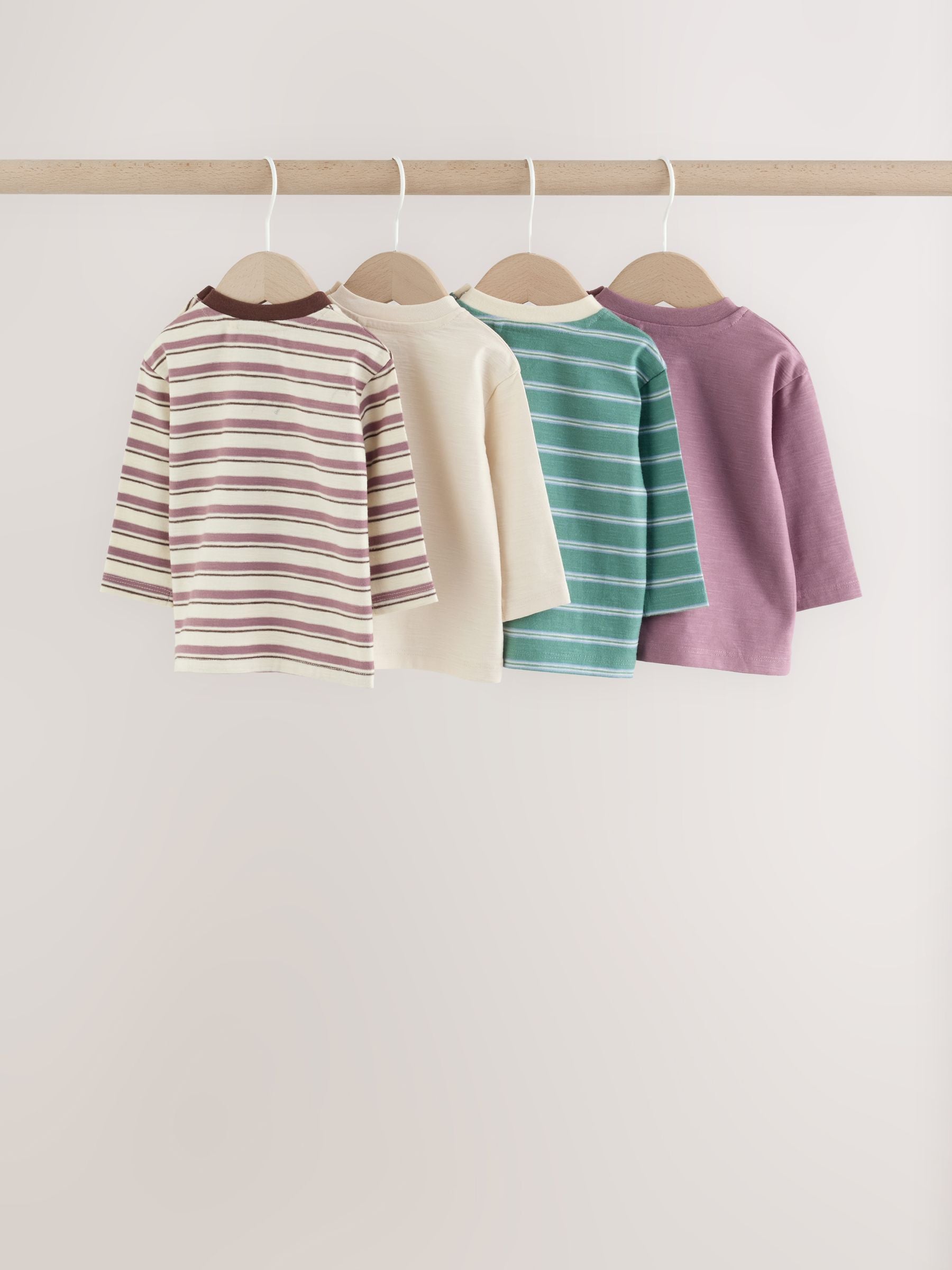 Dsiney Kidz - Blue/Green Stripe Baby Long Sleeve T-Shirts 4 Pack (0mths-2yrs) image 2