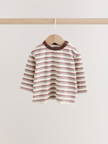 Dsiney Kidz - Blue/Green Stripe Baby Long Sleeve T-Shirts 4 Pack (0mths-2yrs) image 3