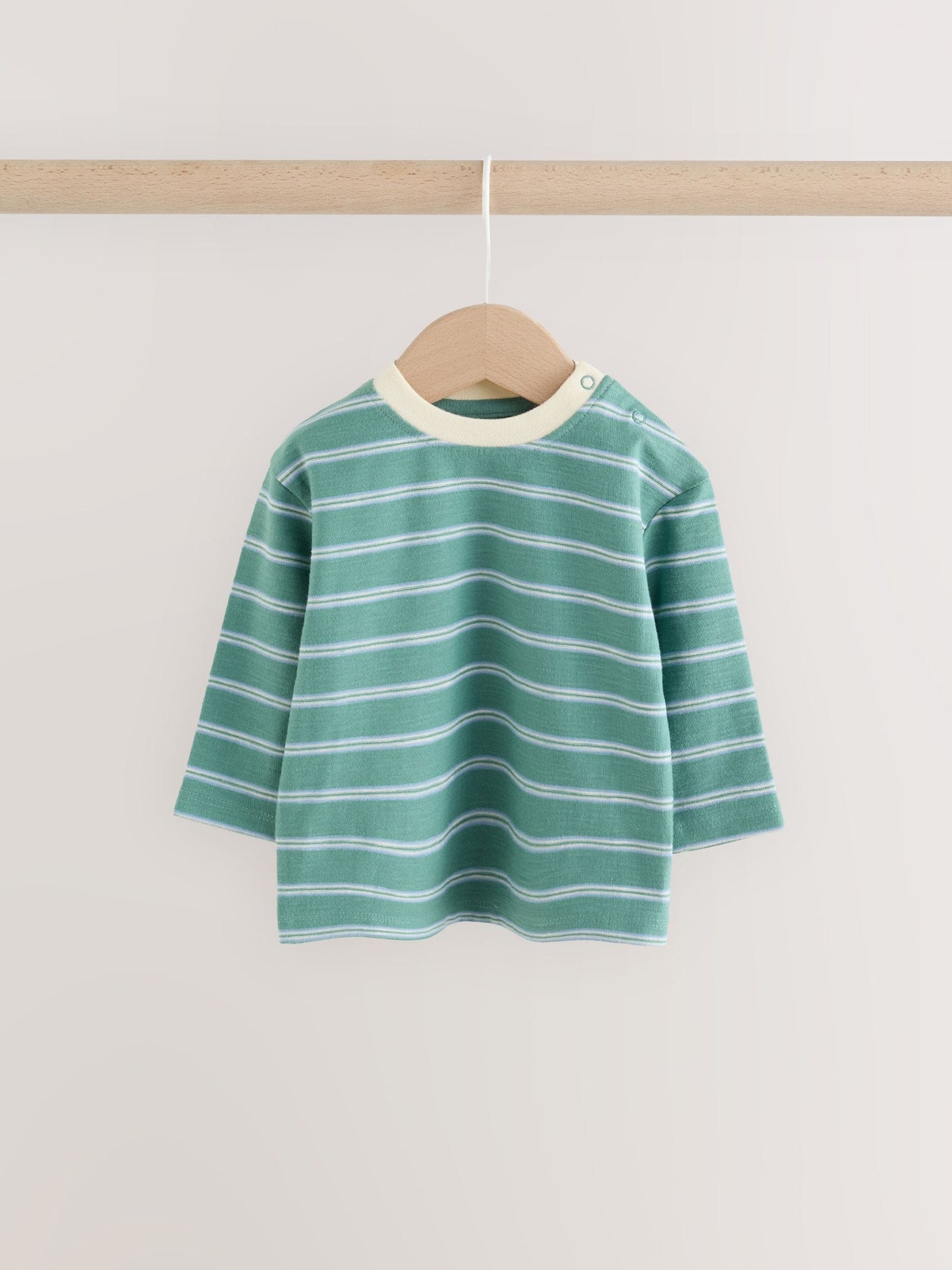 Dsiney Kidz - Blue/Green Stripe Baby Long Sleeve T-Shirts 4 Pack (0mths-2yrs) image 5
