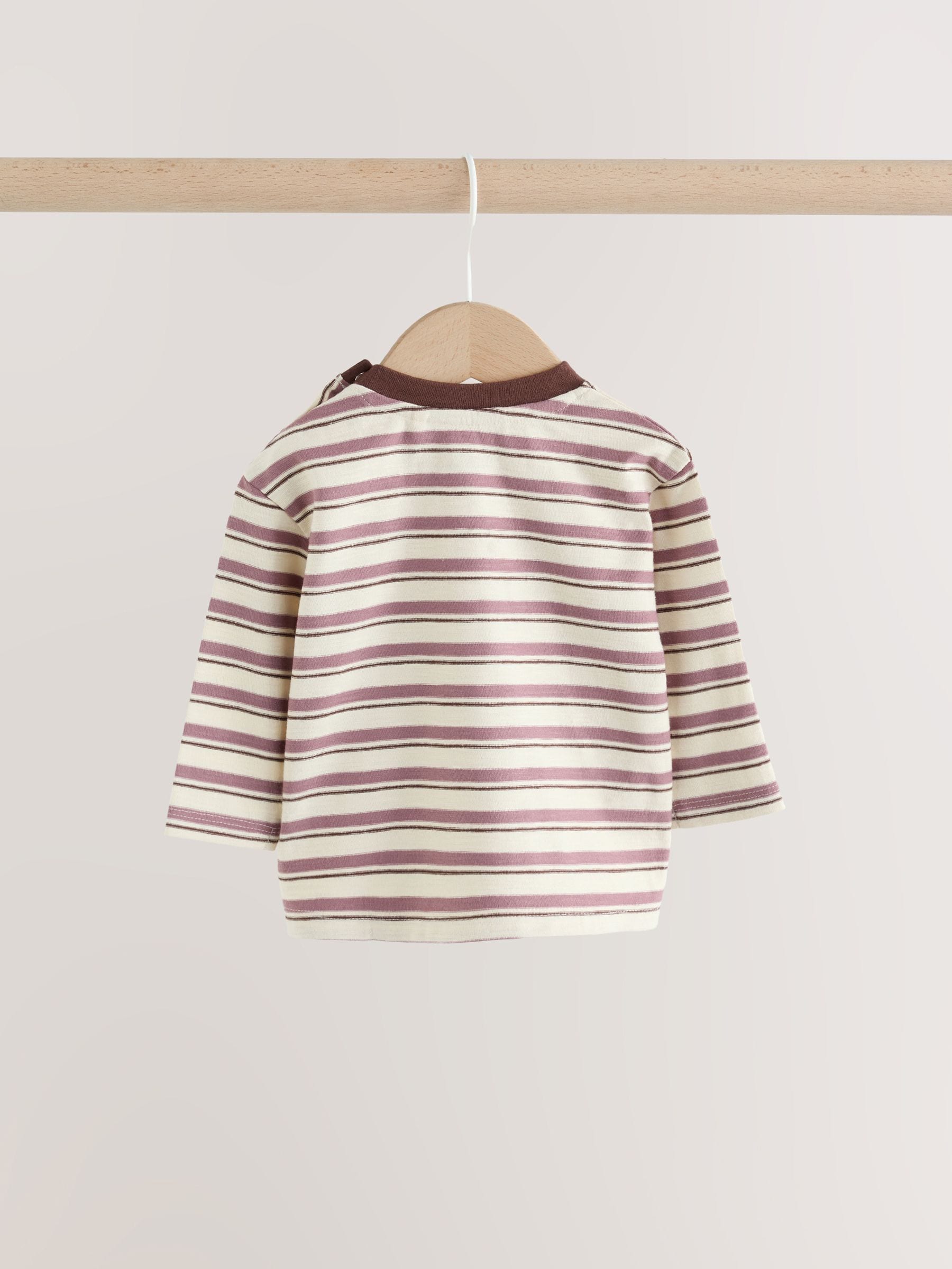 Dsiney Kidz - Blue/Green Stripe Baby Long Sleeve T-Shirts 4 Pack (0mths-2yrs) image 7