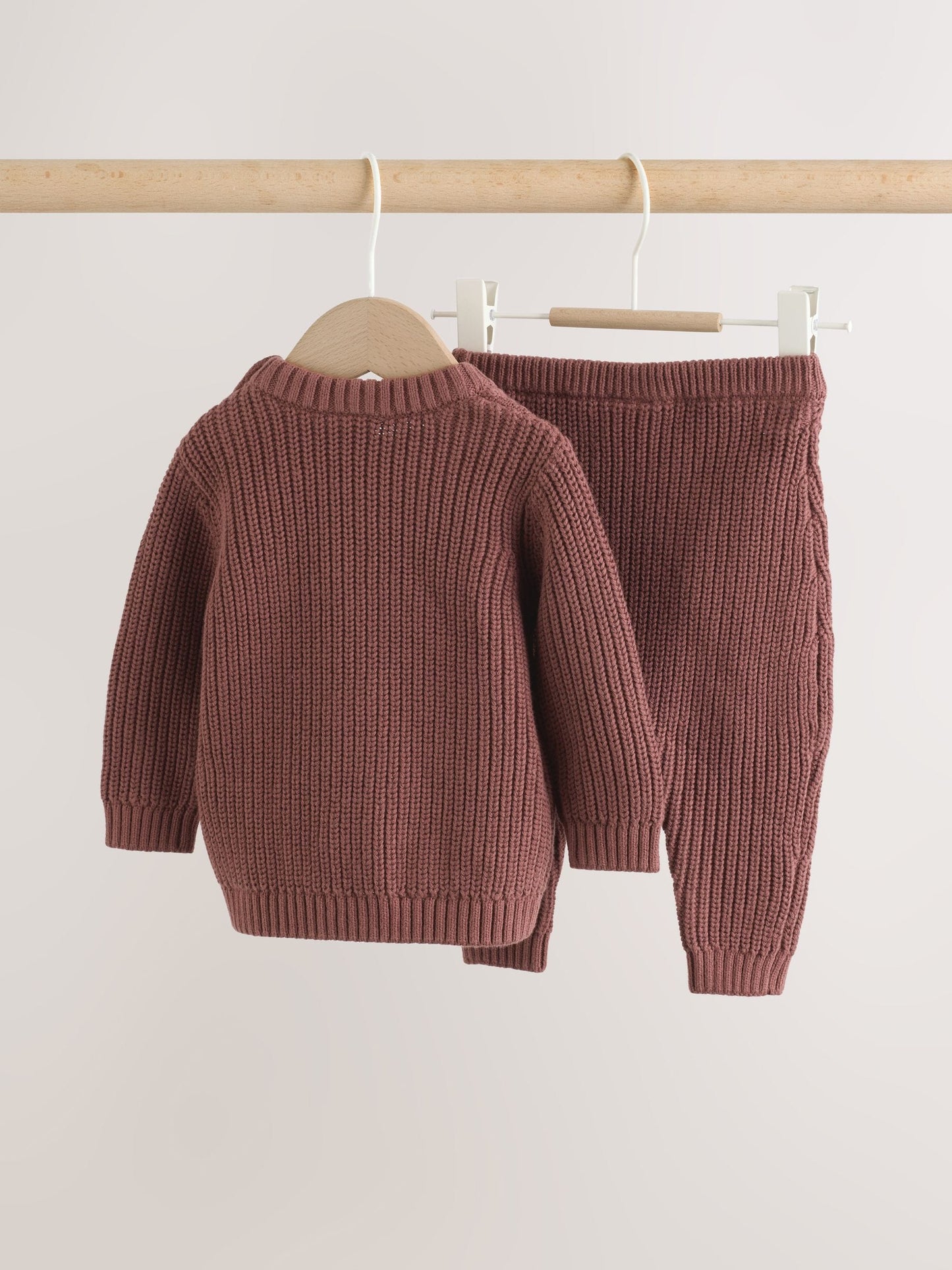 Chocolate Brown Baby Cable Knit Jumper and Leggings Set (0mths-2yrs) image 4
