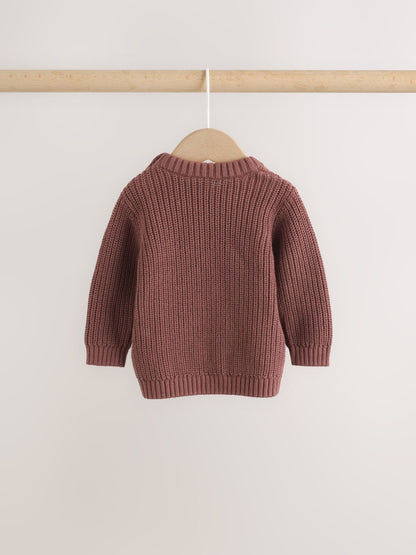 Chocolate Brown Baby Cable Knit Jumper and Leggings Set (0mths-2yrs) image 5
