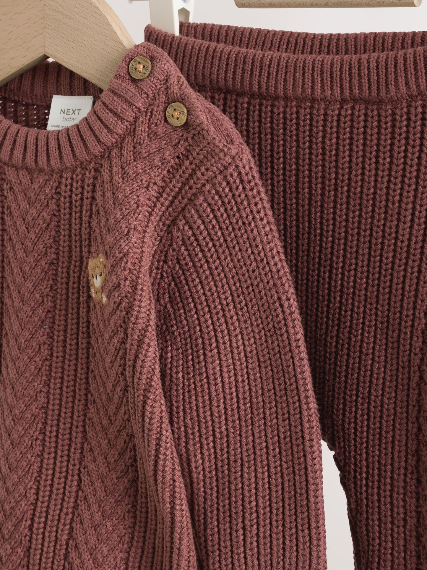 Chocolate Brown Baby Cable Knit Jumper and Leggings Set (0mths-2yrs) image 7