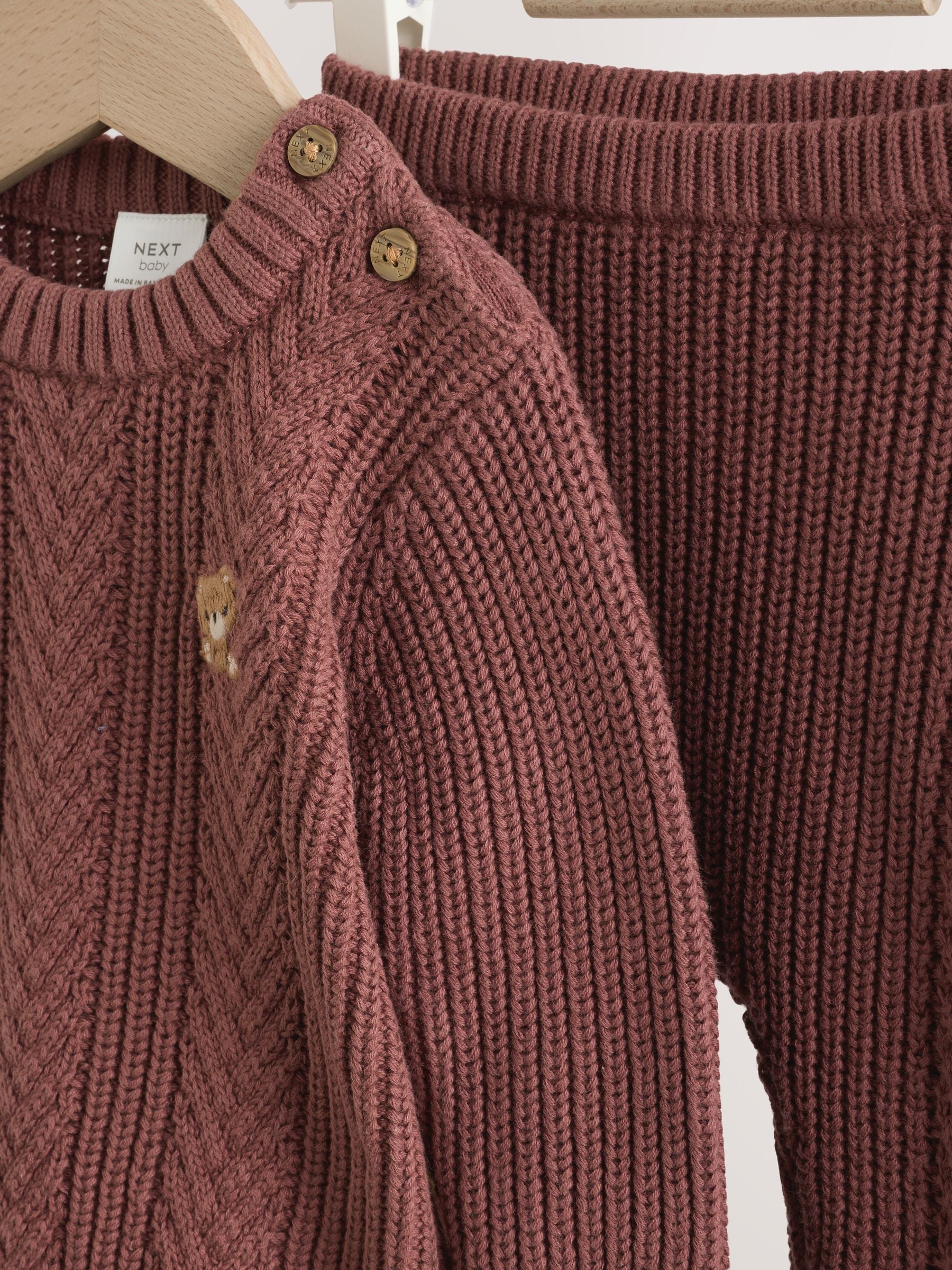 Chocolate Brown Baby Cable Knit Jumper and Leggings Set (0mths-2yrs) image 7