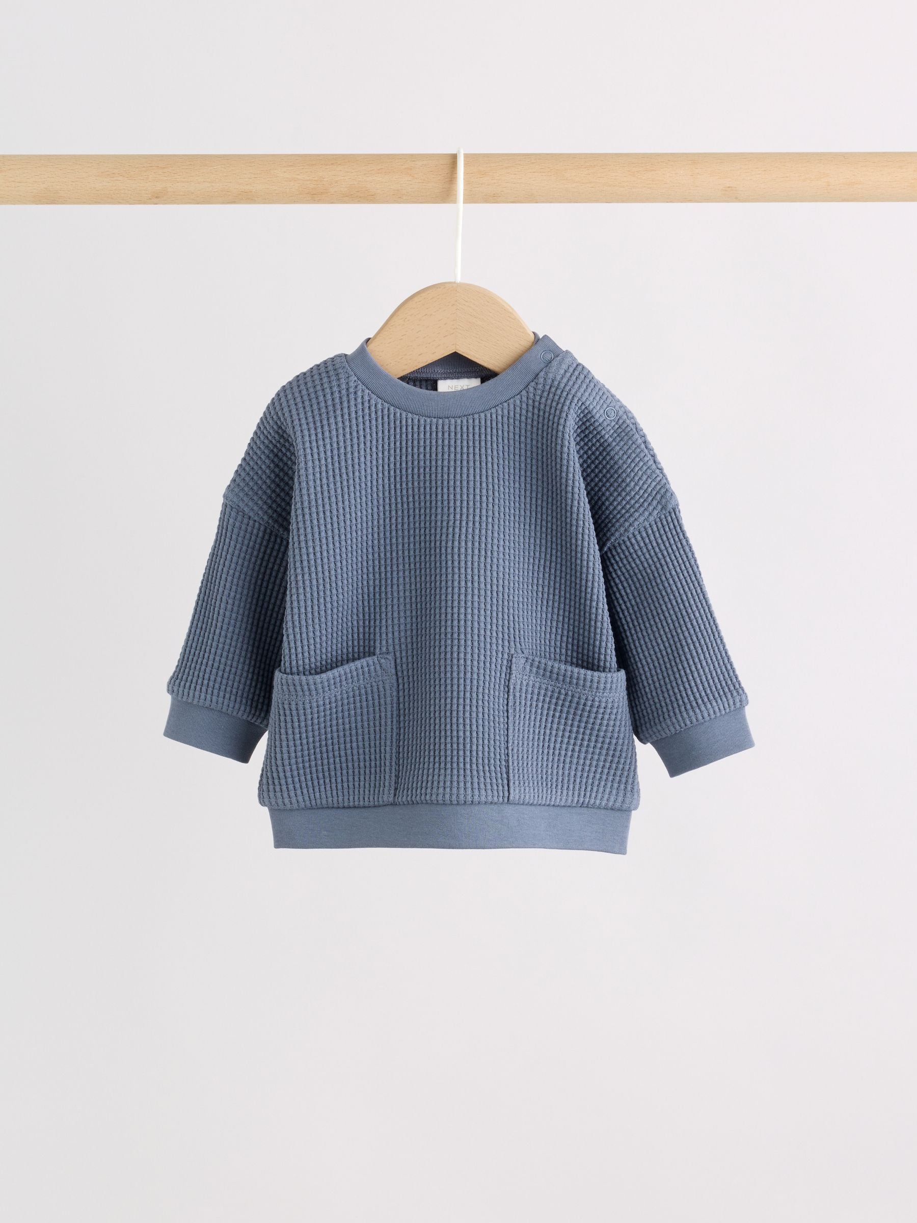 Blue Textured Top and Legging Baby Set (0mths-2yrs) image 2
