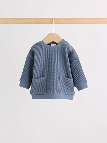 Blue Textured Top and Legging Baby Set (0mths-2yrs) image 2