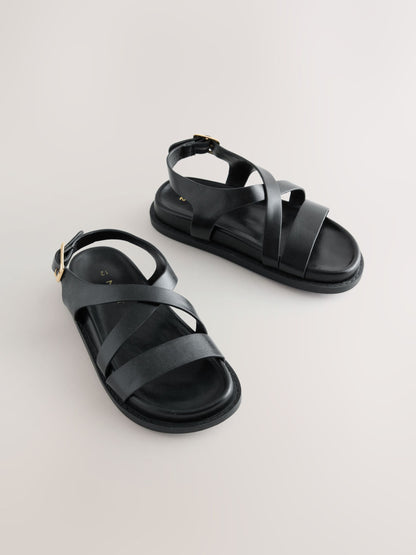 Black Footbed Sandals image 1