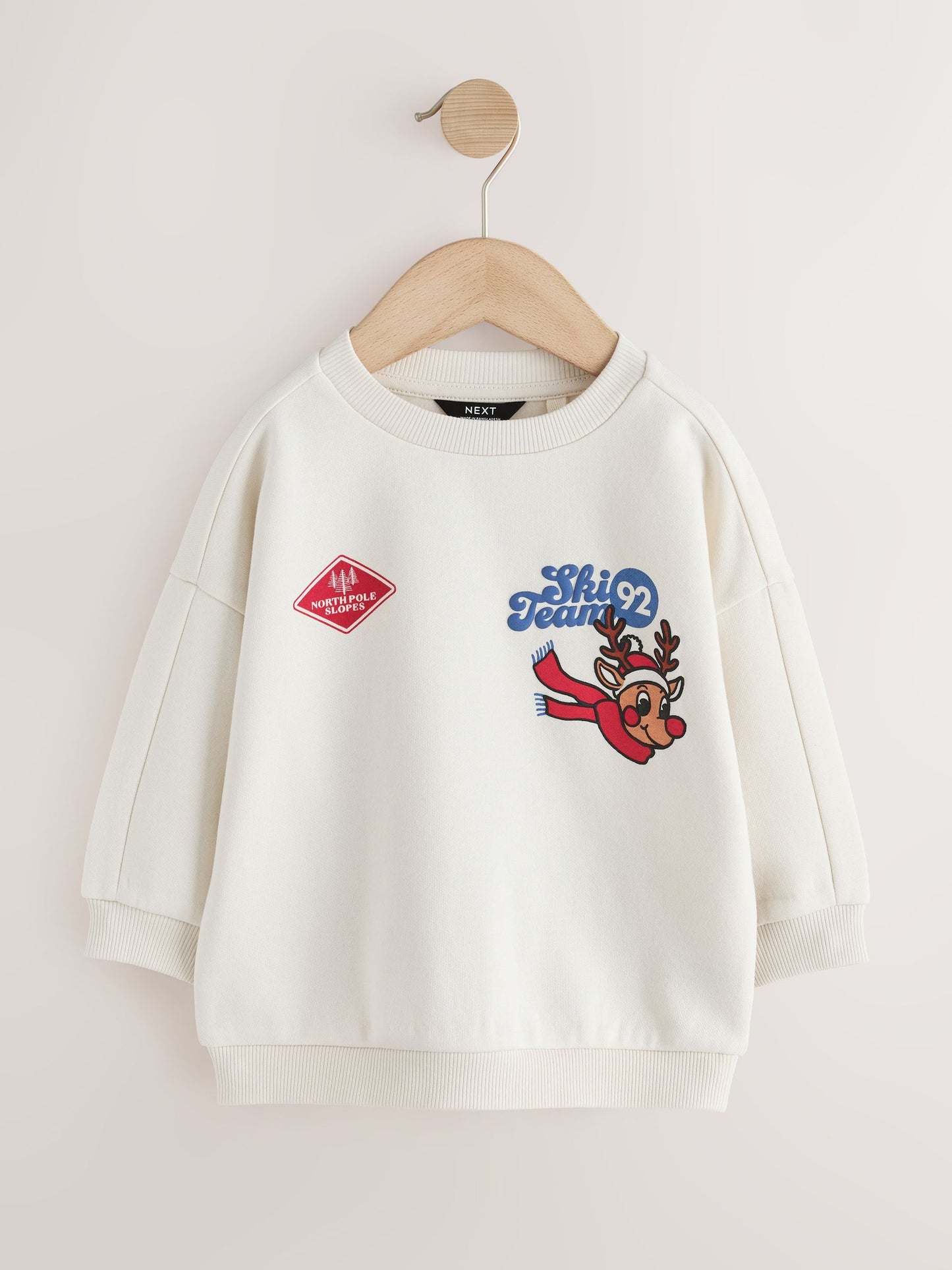 Dsiney Kidz - Ecru White Reindeer Christmas Crew Neck Sweat Top (3mths-7yrs) image 4