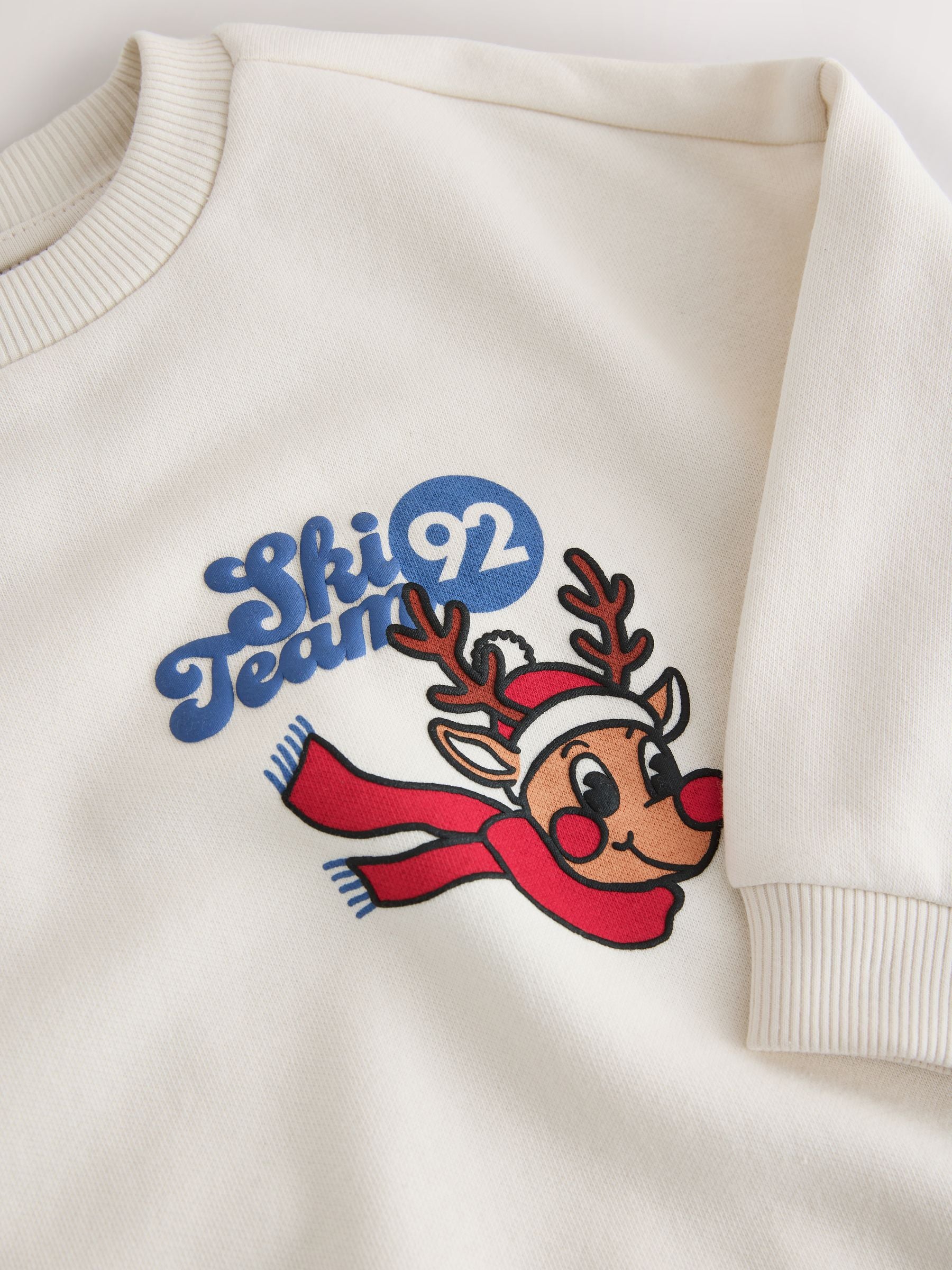 Dsiney Kidz - Ecru White Reindeer Christmas Crew Neck Sweat Top (3mths-7yrs) image 7