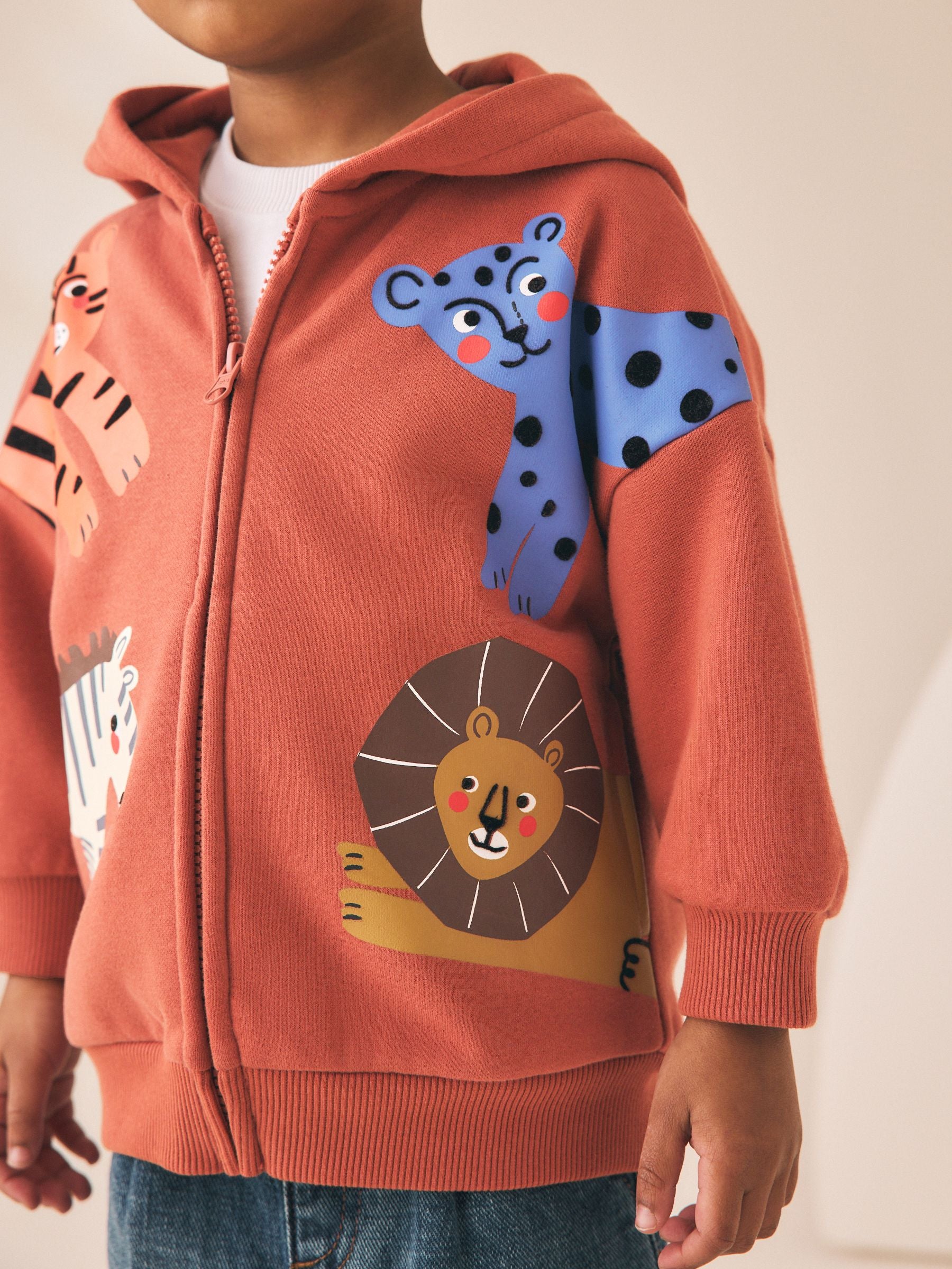 Dsiney Kidz - Tan Brown Printed Zip Thru Hoodie (3mths-7yrs) image 3
