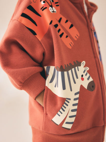 Dsiney Kidz - Tan Brown Printed Zip Thru Hoodie (3mths-7yrs) image 4