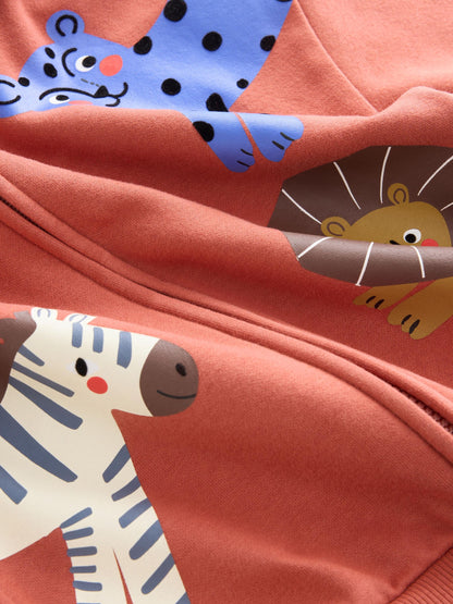 Dsiney Kidz - Tan Brown Printed Zip Thru Hoodie (3mths-7yrs) image 7