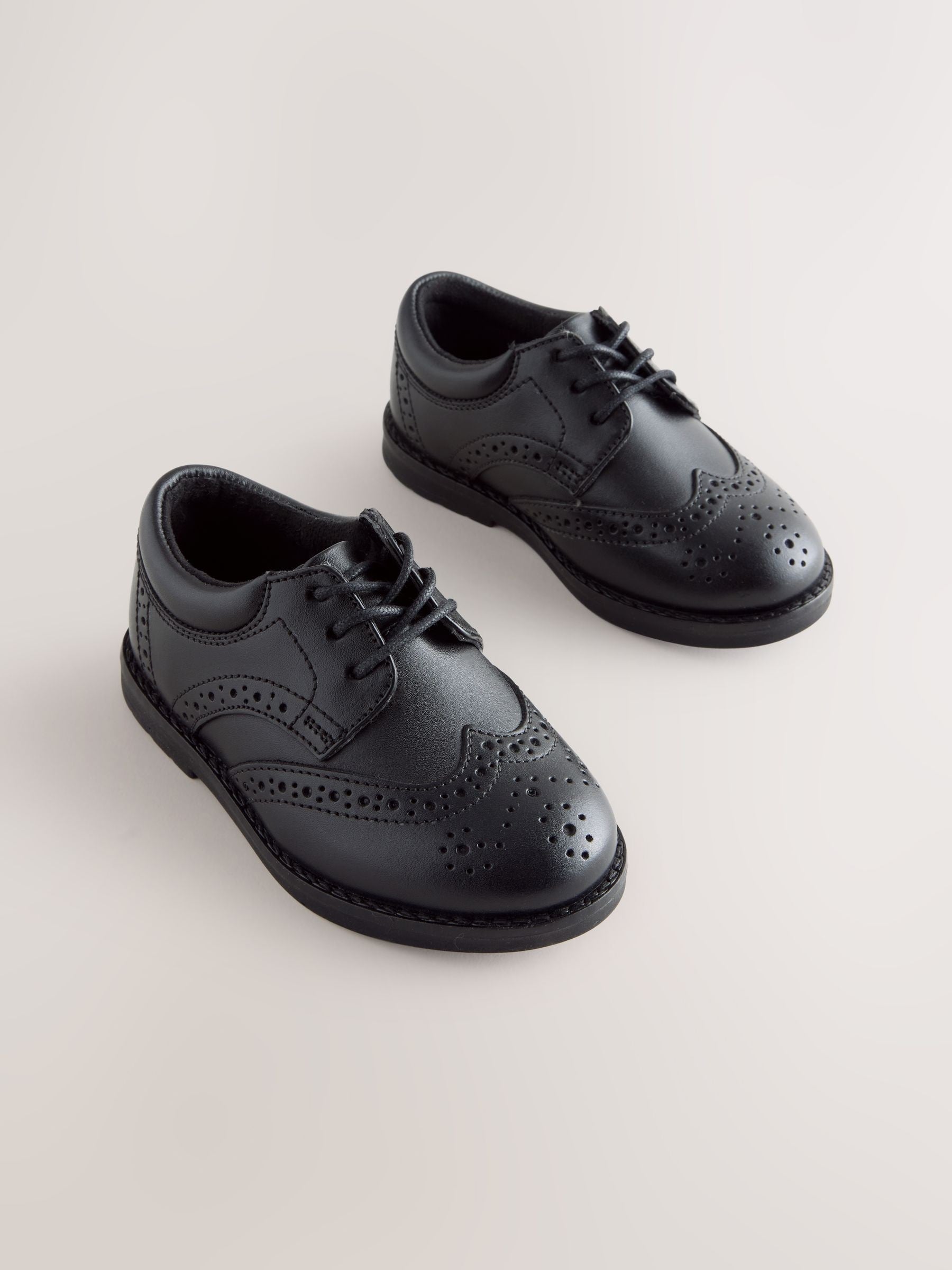 Black Standard Fit (F) Lace Up Brogue Shoes image 1