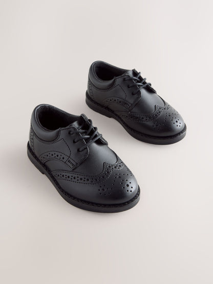 Black Standard Fit (F) Lace Up Brogue Shoes image 1