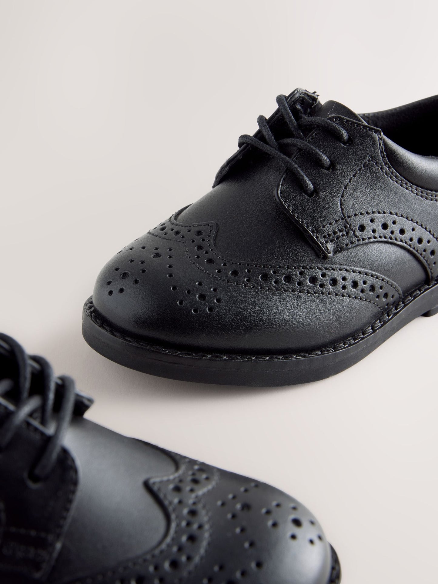 Black Standard Fit (F) Lace Up Brogue Shoes image 4
