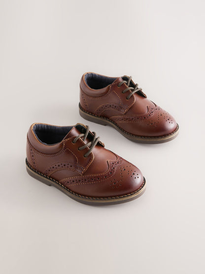 Dsiney Kidz - Tan Brown Standard Fit (F) Lace Up Brogue Shoes image 1