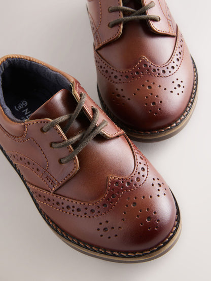 Dsiney Kidz - Tan Brown Standard Fit (F) Lace Up Brogue Shoes image 3