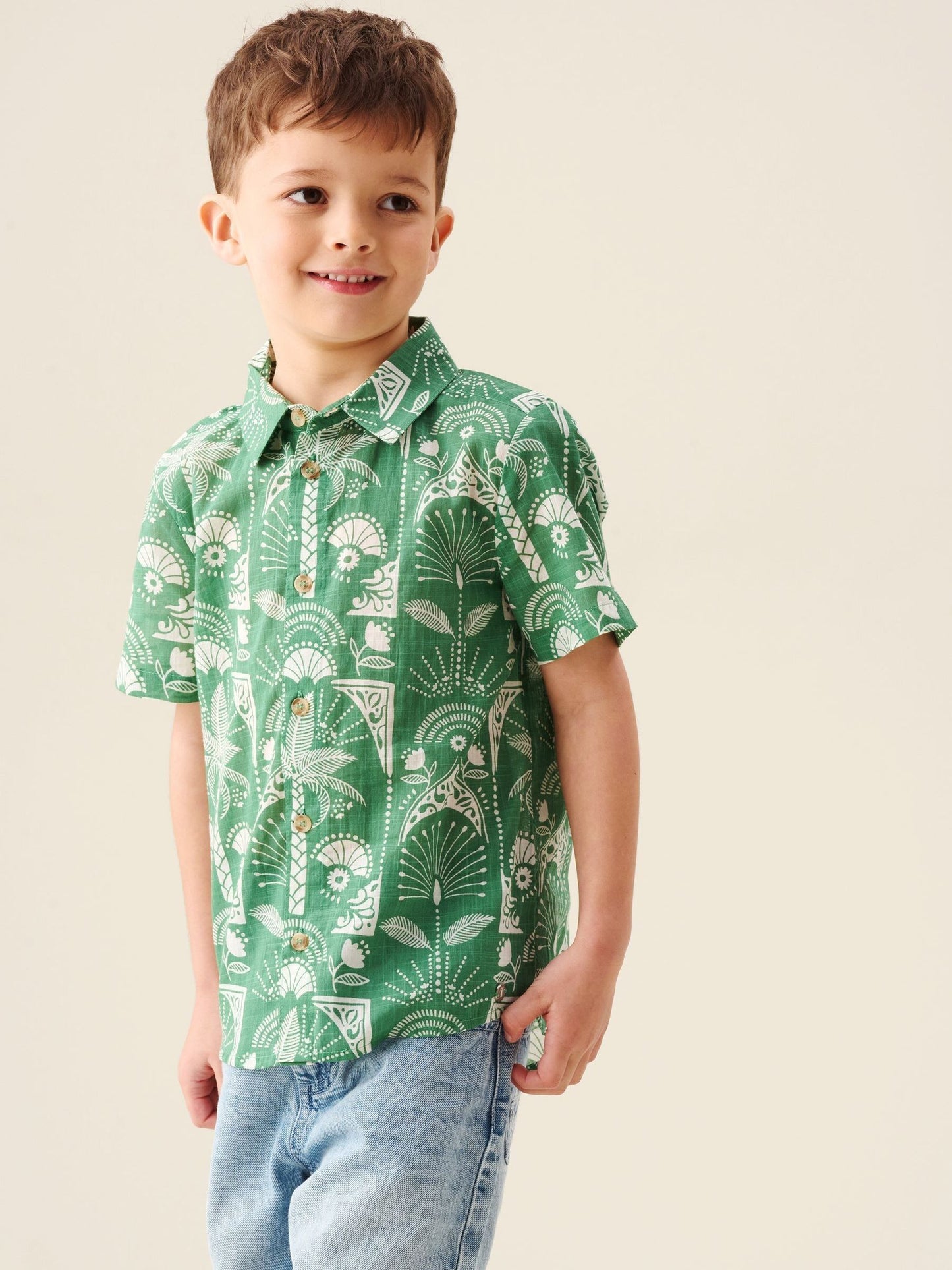 Dsiney Kidz - Angel & Rocket Green Alfie Palm Print Shirt image 1