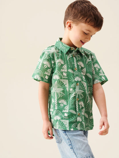 Dsiney Kidz - Angel & Rocket Green Alfie Palm Print Shirt image 3
