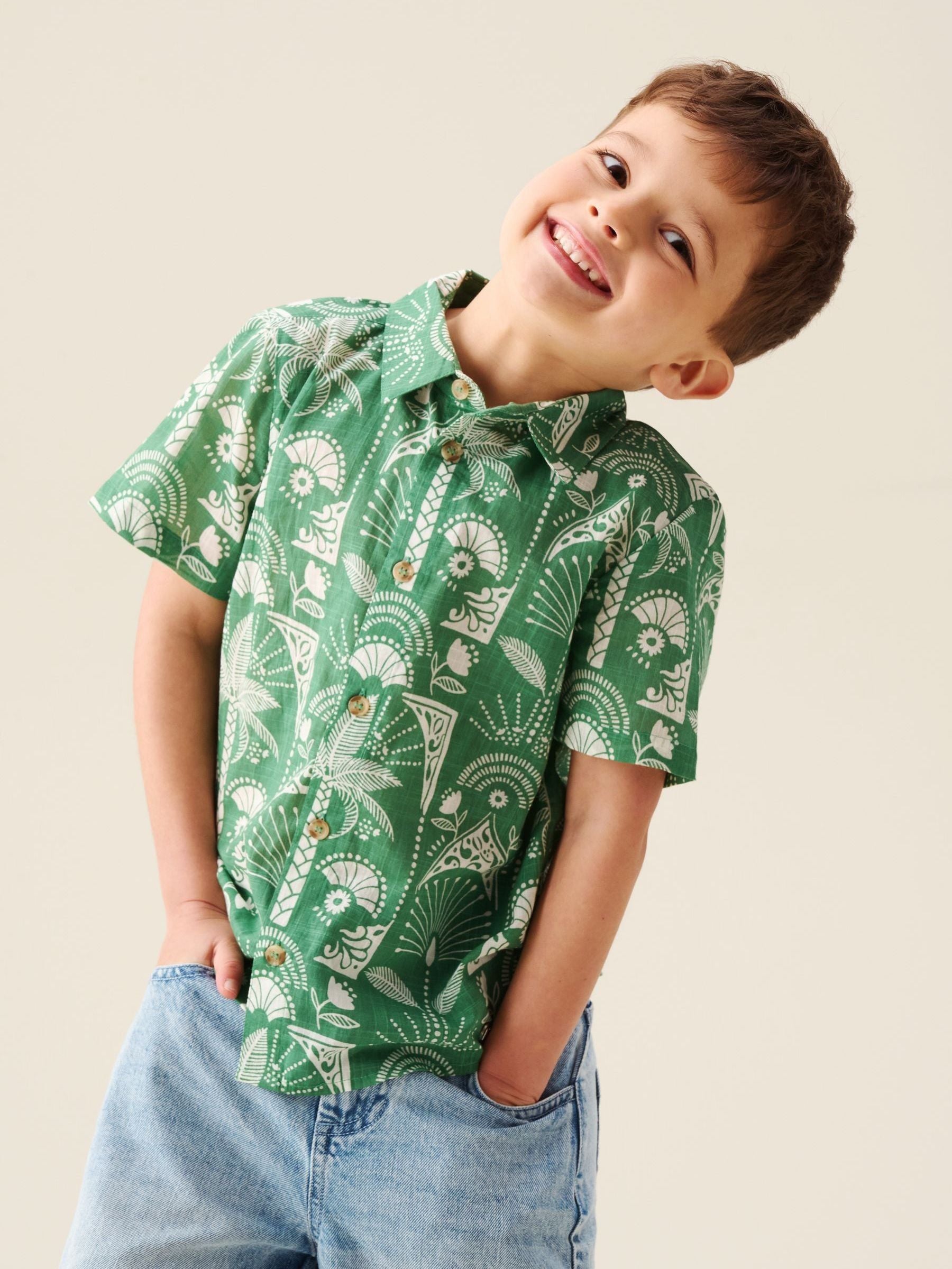 Dsiney Kidz - Angel & Rocket Green Alfie Palm Print Shirt image 5
