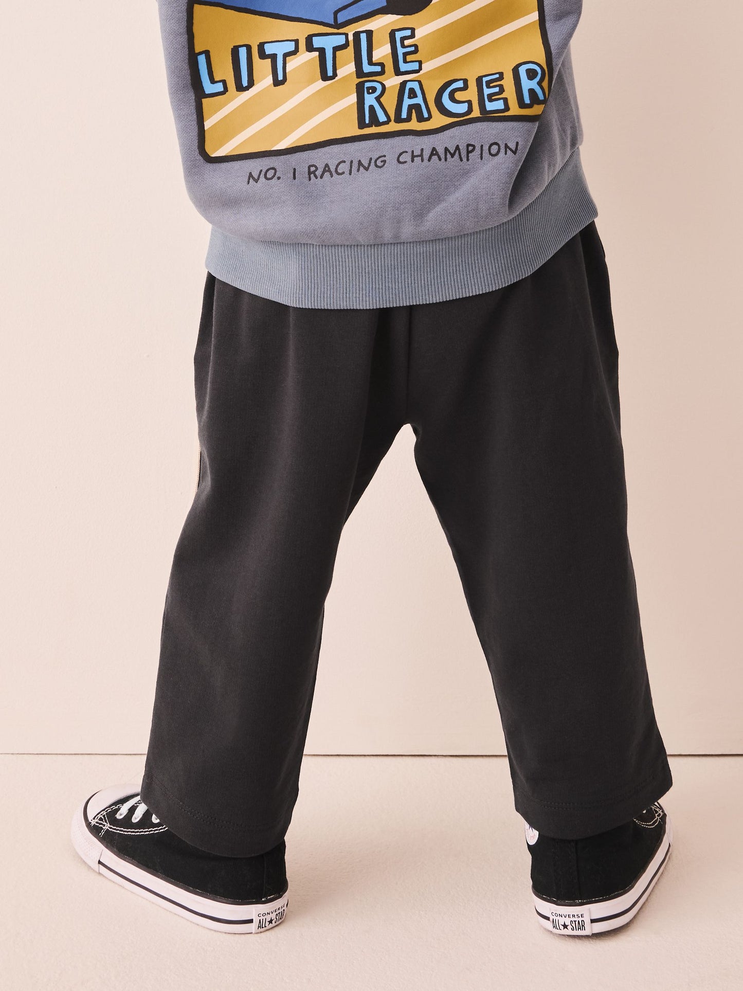 Charcoal Grey Wide Leg Side Stripe Joggers (3mths-7yrs) image 3