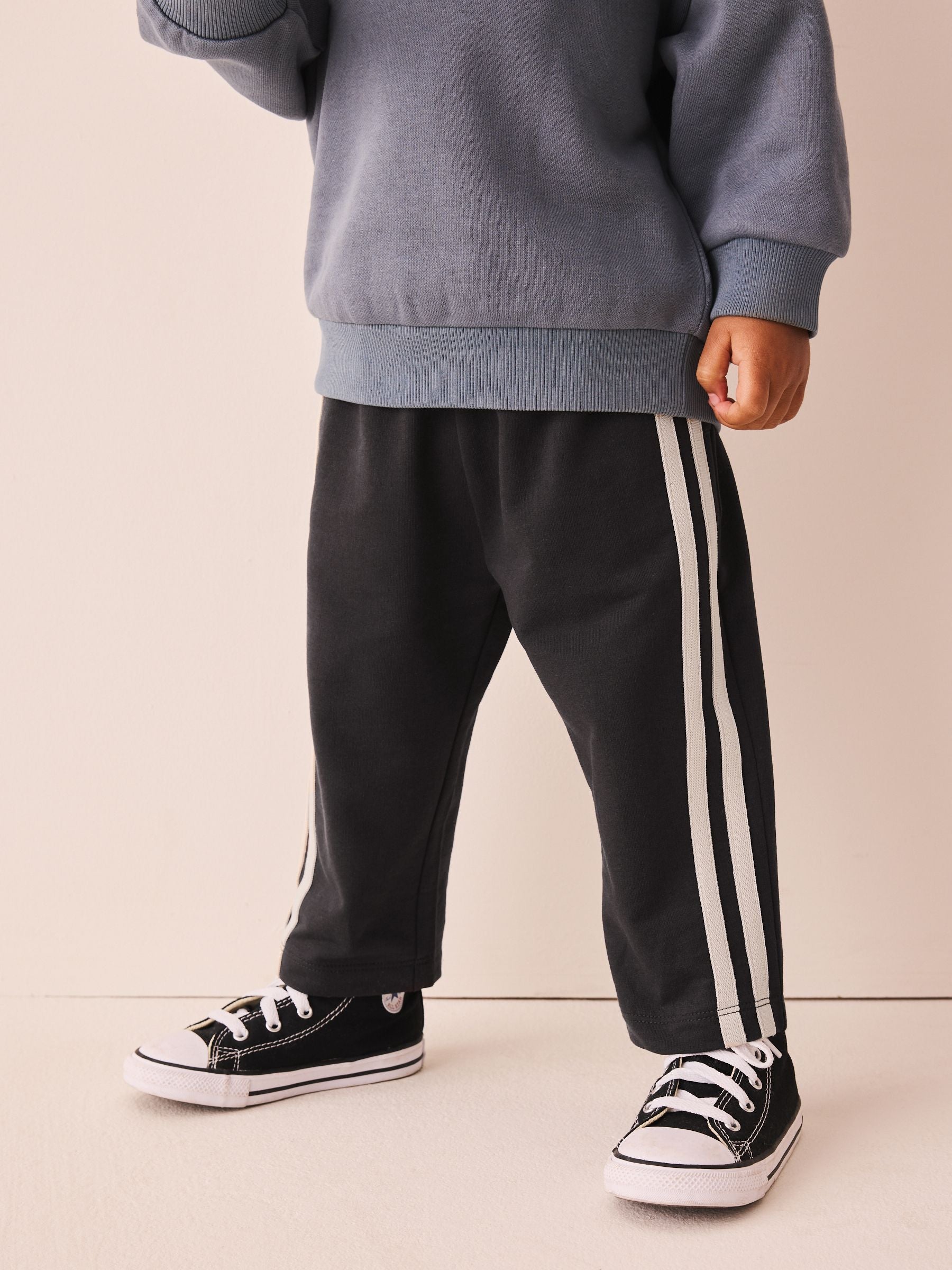 Charcoal Grey Wide Leg Side Stripe Joggers (3mths-7yrs) image 4