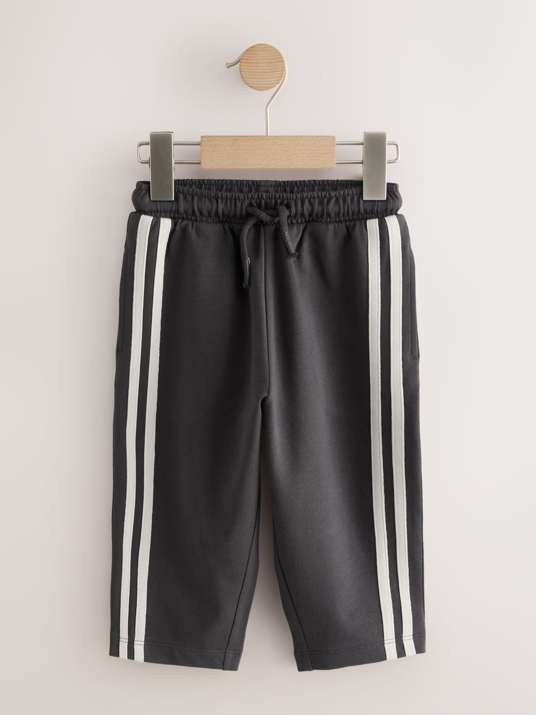 Charcoal Grey Wide Leg Side Stripe Joggers (3mths-7yrs) image 5