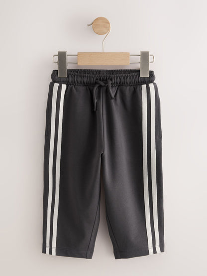 Charcoal Grey Wide Leg Side Stripe Joggers (3mths-7yrs) image 5