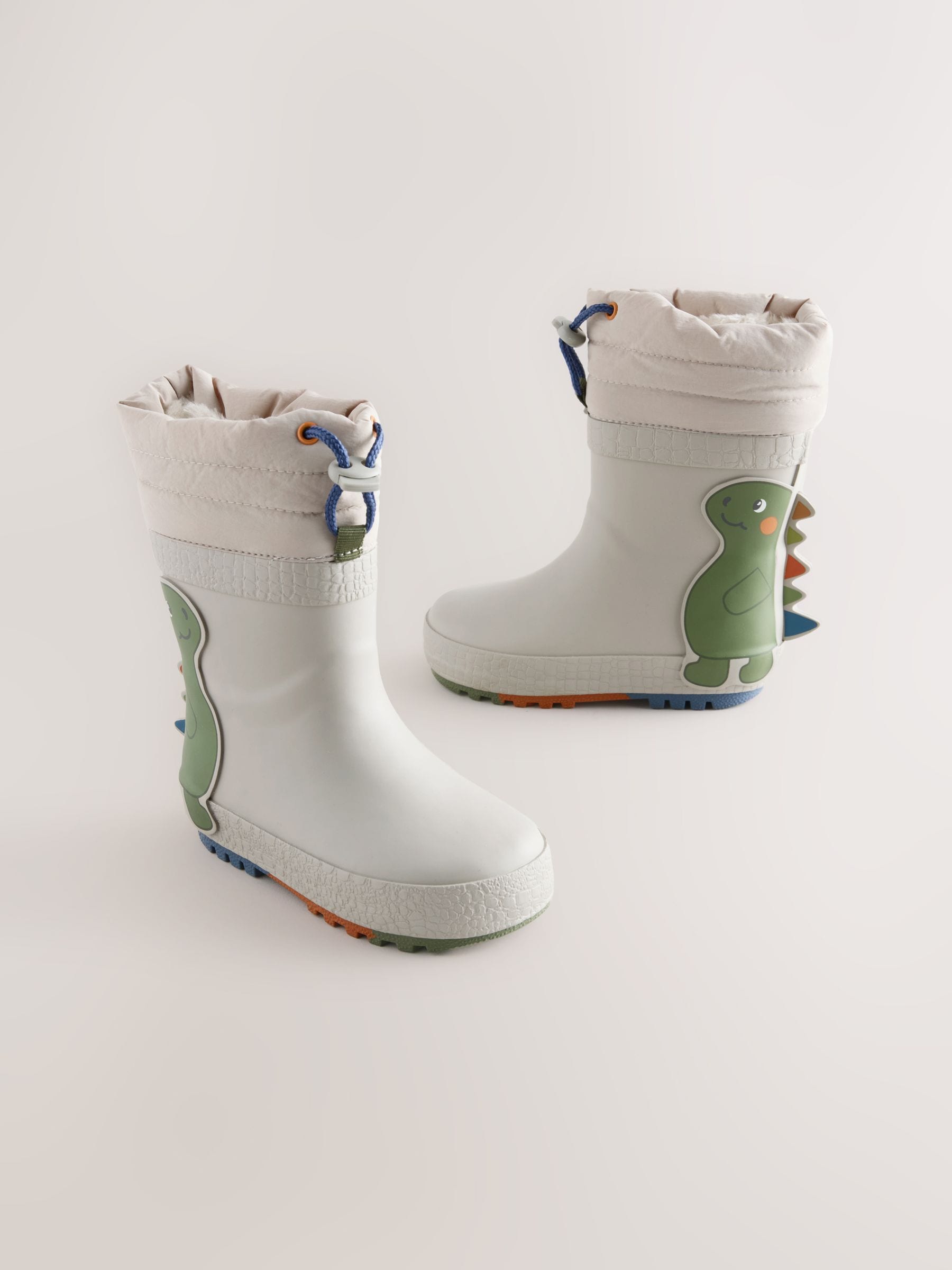 Grey Dinosuar Cuff Welly Wellies image 1