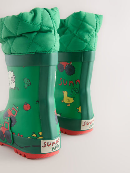 Green Farm Cuff Welly Wellies image 3