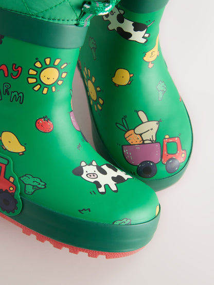 Green Farm Cuff Welly Wellies image 4