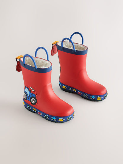 Dsiney Kidz - Red Transport Warm Lined Handle Wellies image 1