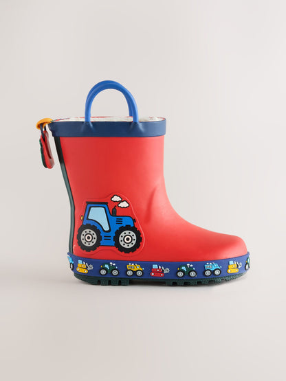 Dsiney Kidz - Red Transport Warm Lined Handle Wellies image 2