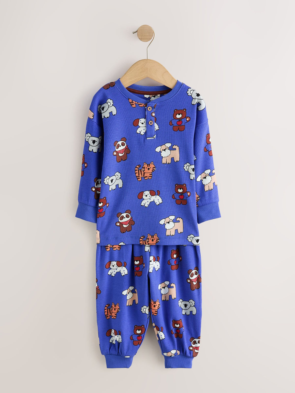 Blue Animal All Over Print Ribbon Wrapped Pyjamas Gift Set (9mths-8yrs) - image 1
