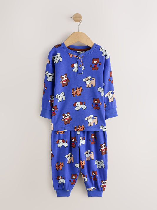Blue Animal All Over Print Ribbon Wrapped Pyjamas Gift Set (9mths-8yrs) - image 1