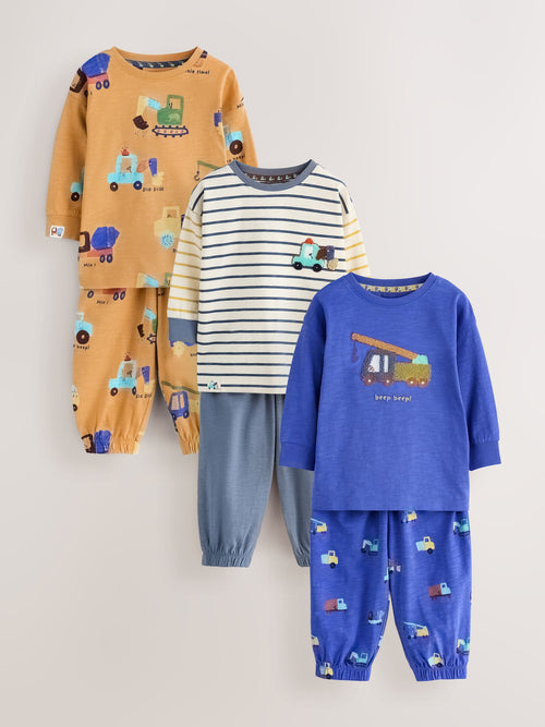 Dsiney Kidz - Brown/Yellow/Blue Diggers Oversized Pyjamas 3 Pack (9mths-8yrs) image 1