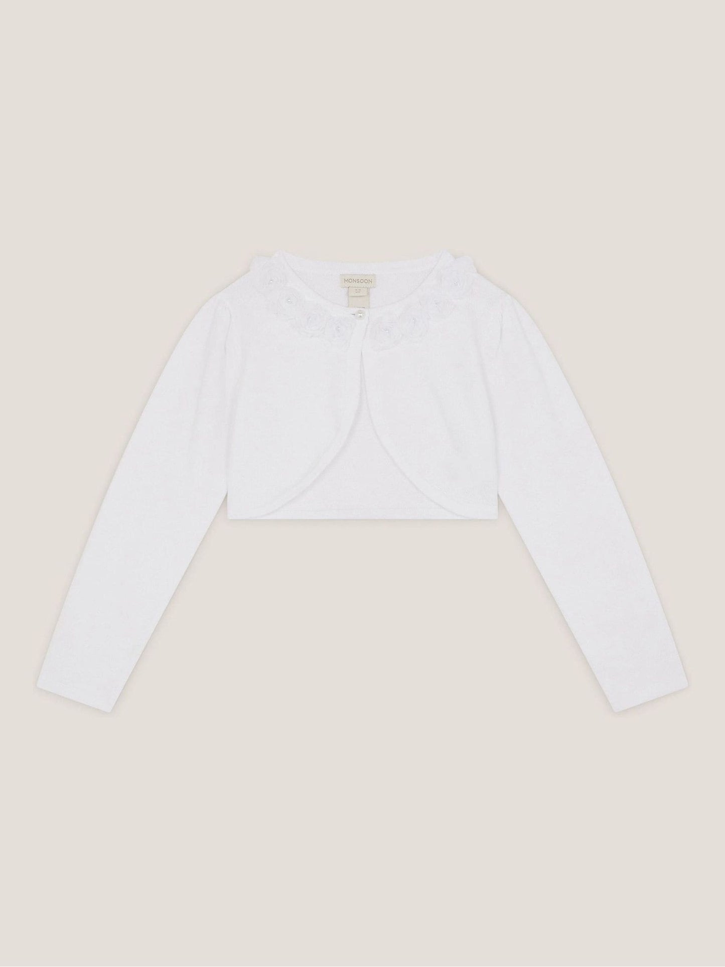 Monsoon White Communion Ottilie Appliqué Rose Cardigan image 2