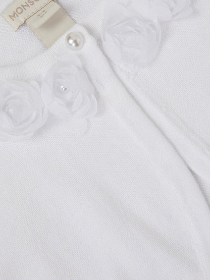 Monsoon White Communion Ottilie Appliqué Rose Cardigan image 4